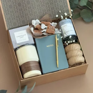 Elevated Thank You Gift Box – Tumbler, Notebook, Tea & Sweet Treats